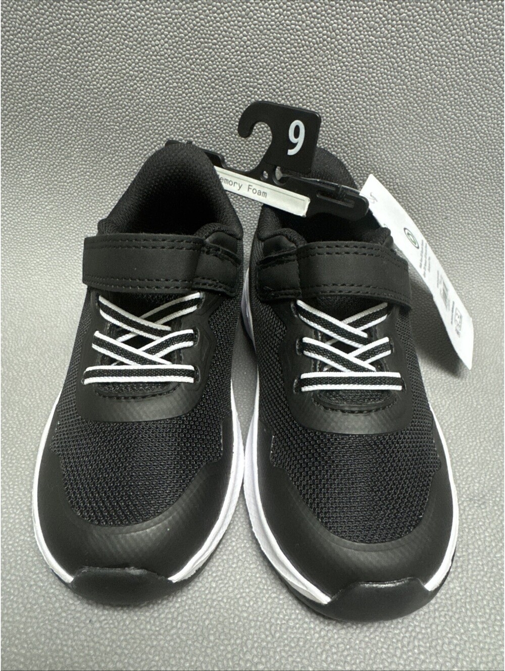 Little Boys Size 9 Athletic Works Tennis Shoes Black NonMarking Adjustable Strap